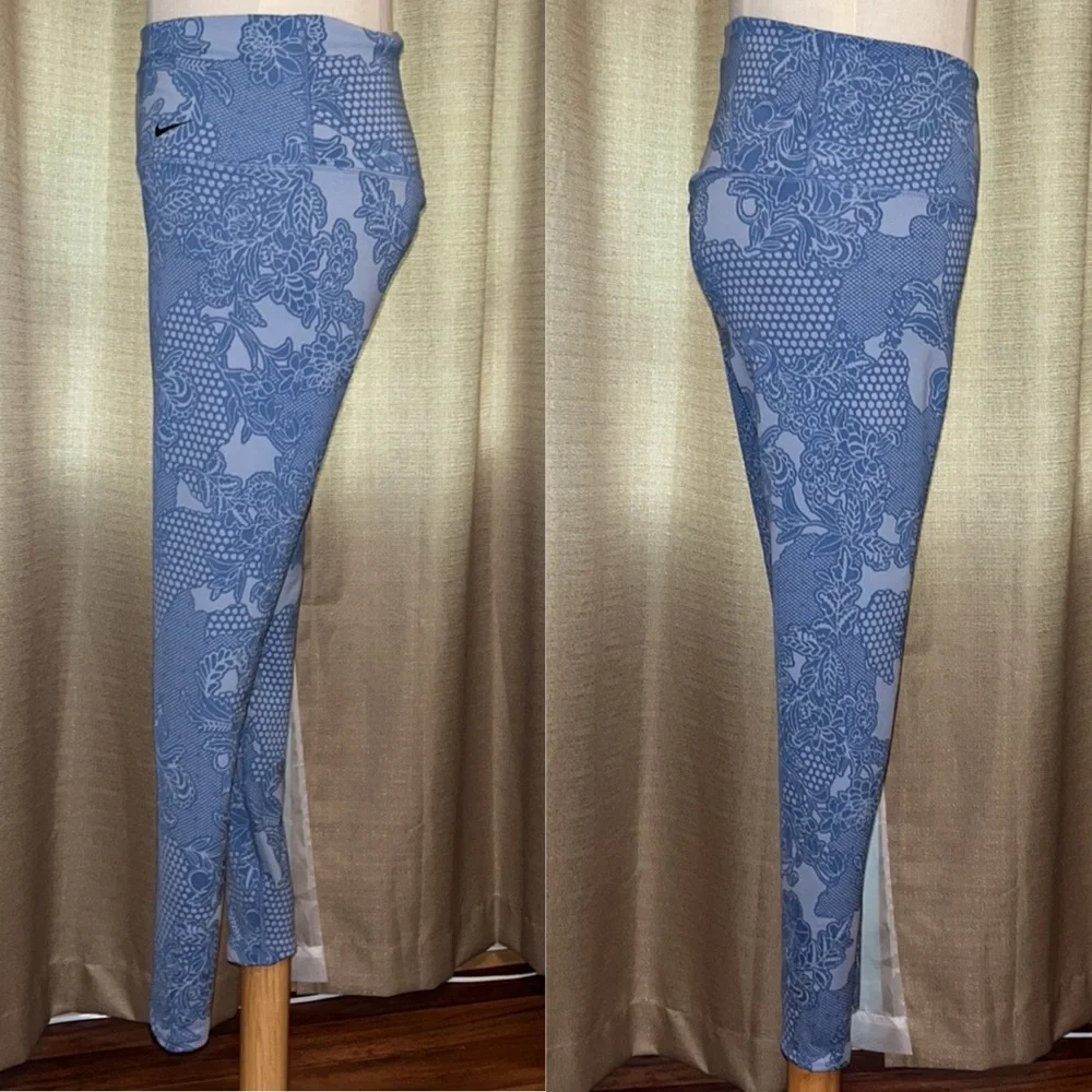 Nike Sculpt Victory Tight Fit Leggings Blue Floral Dri Fit Womens Medium